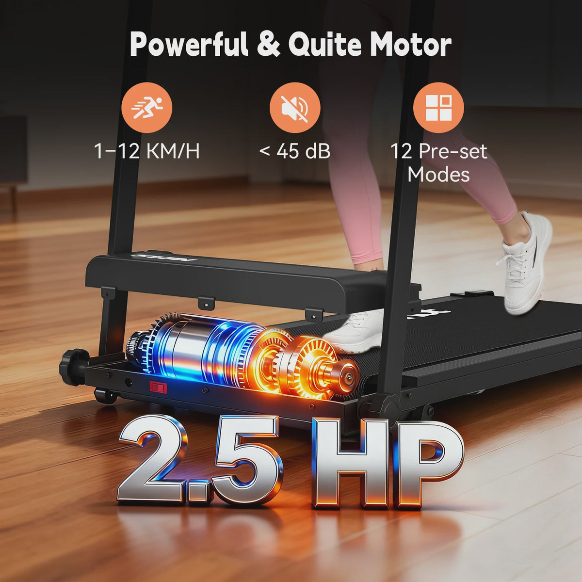 Opvouwbaar Loopband met APP Control, 2.0PK Motor, 8 Niveaus Incline & 12 Programma's - Compact Fitnessapparaat