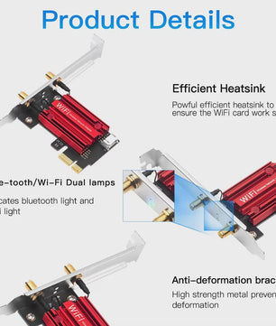 KEBIDUMEI DW1820 AC1200 PCIe WiFi Adapter met Bluetooth 4.1