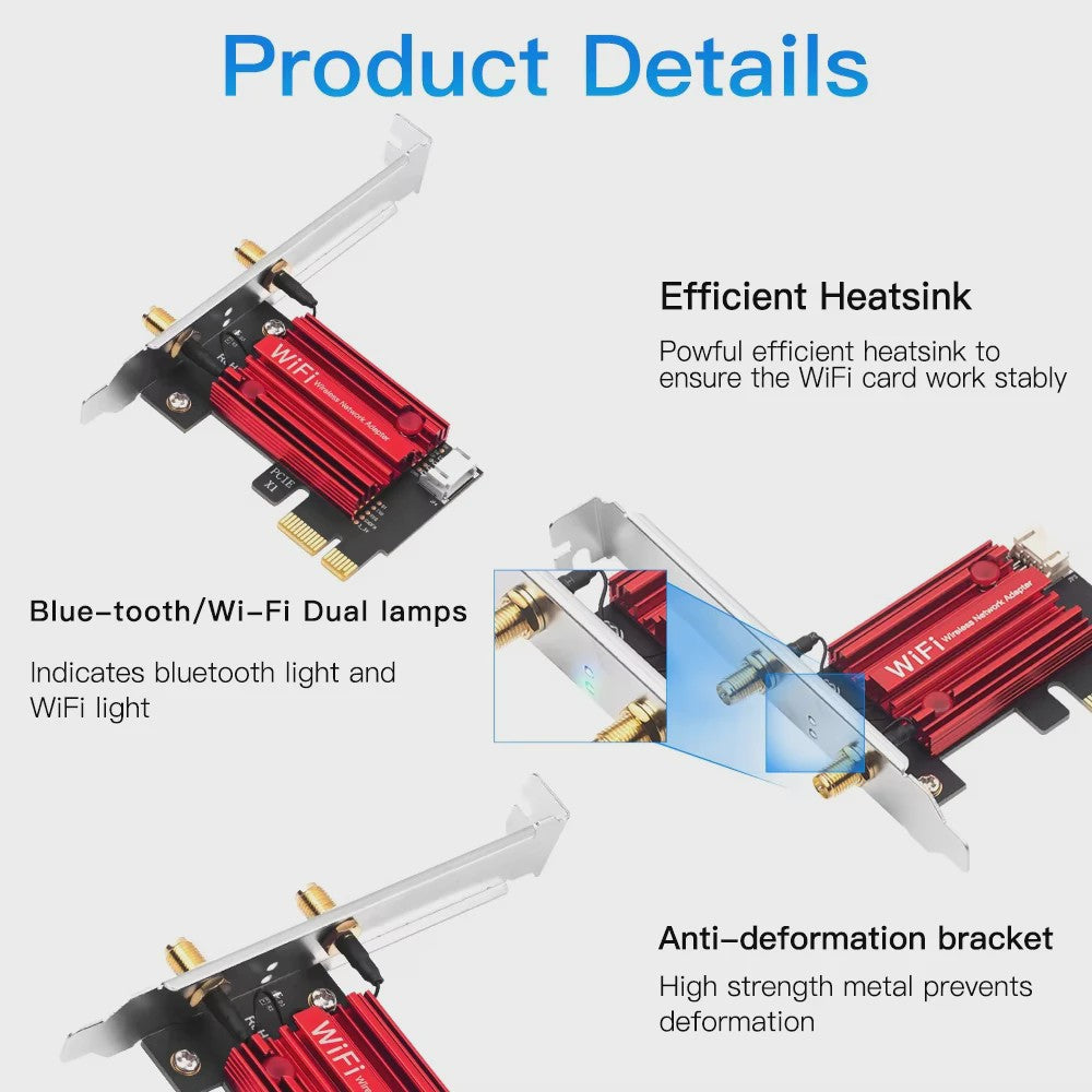 KEBIDUMEI DW1820 AC1200 PCIe WiFi Adapter met Bluetooth 4.1