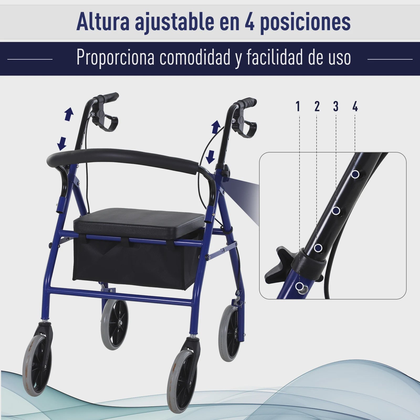 Homcom Walker for Adults with Adjustable Seat and Foldable Footrest