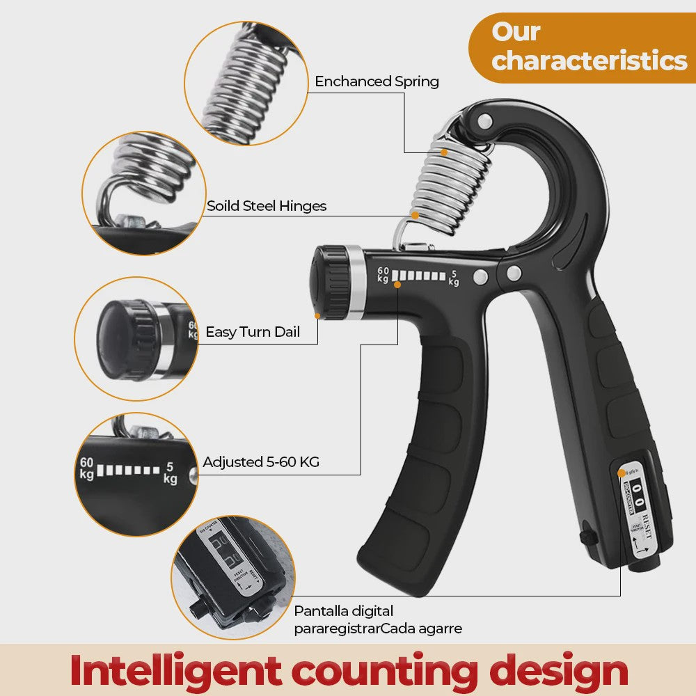 Set van 2 Hand Grippers met Instelbare Weerstand en Teller - Bouw Handkracht