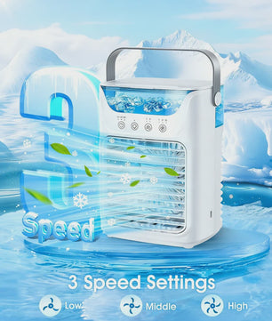 Draagbare Mini Airco Ventilator met Verneveling - USB Oplaadbaar, 650ml Tank, 3 Snelheden, Stil, Koeler voor Thuis & Kantoor