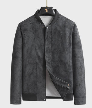 Herfst/Winter Heren Suède Bomberjack met Baseballkraag - Casual & Zakelijk