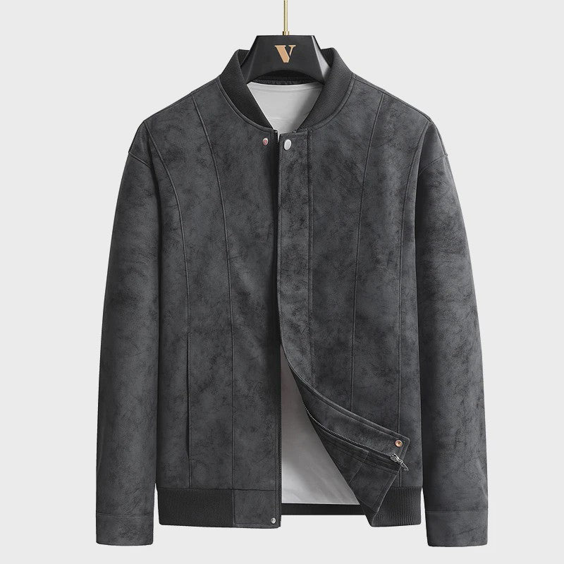 Herfst/Winter Heren Suède Bomberjack met Baseballkraag - Casual & Zakelijk