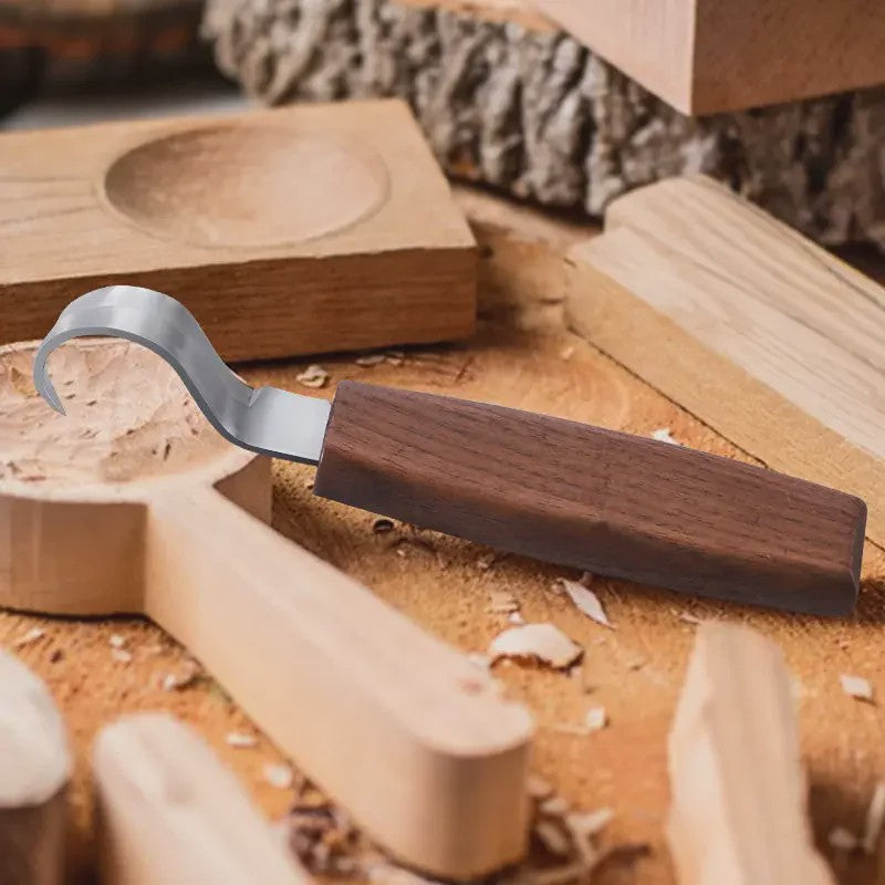 Professionele Houtsnijset: 5 Delig met Gebogen Mes & Schraper voor Lepelsnijden en DIY Projecten