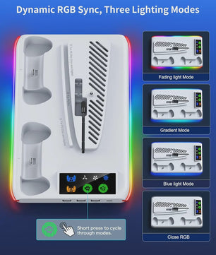 PlayStation 5 Cooling Stand met LED, Controller Oplaadstation & 3-Speed Ventilator