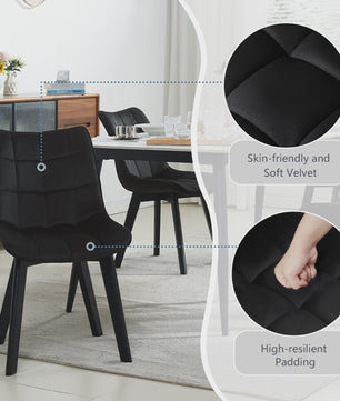 Set van 2 fluwelen eetkamerstoelen met rugleuning en houten poten - Comfortabel en stijlvol