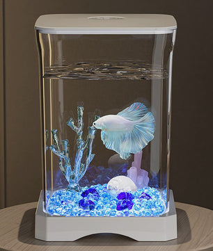 Mini Aquarium Starter Kit voor Betta Vissen & Goudvissen - Compact Desktop Aquarium met Voeropening