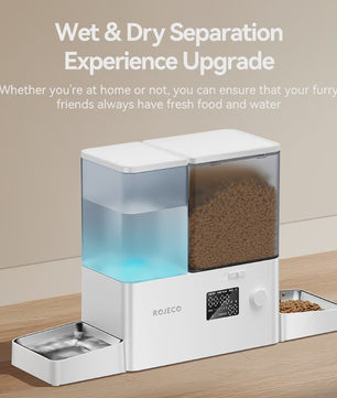 ROJECO Automatische Voerbak & Waterfontein 8.5L - 2-in-1 Honden Voerdispenser met Waterreservoir
