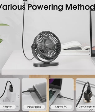 Draagbare USB Mini Ventilator - Stille 3-Snelheden Koeler voor Bureau, Kantoor & Buiten
