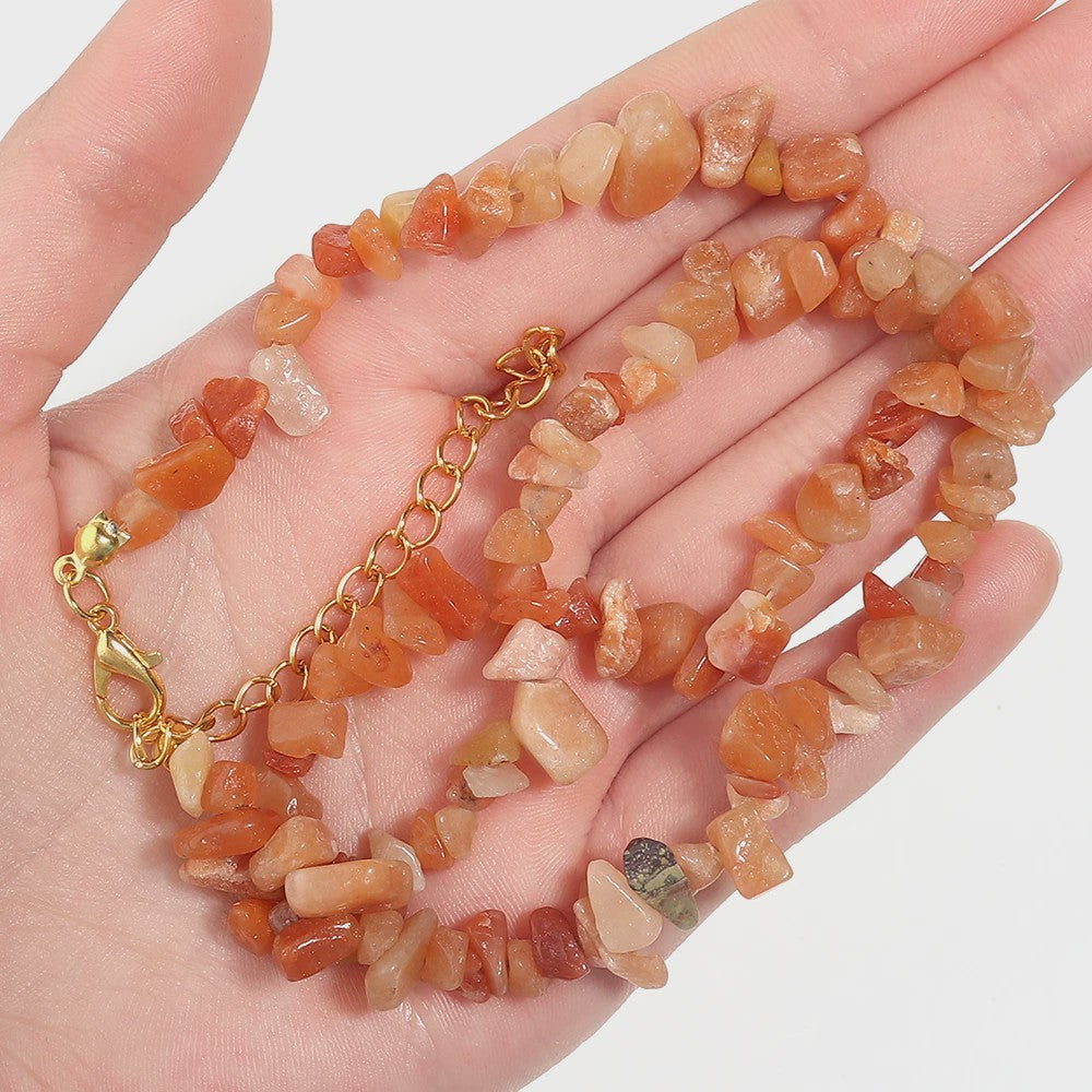 Unieke Natuursteen Choker Ketting - Onregelmatige Kristal & Aquamarijn Chips