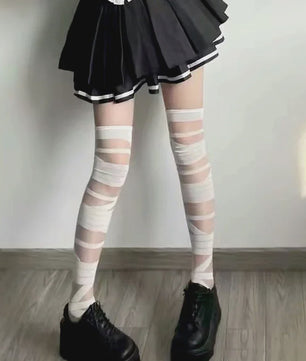 Dames Kniekousen met Bandage en Streep - Y2K, Lolita & Sexy Stijl