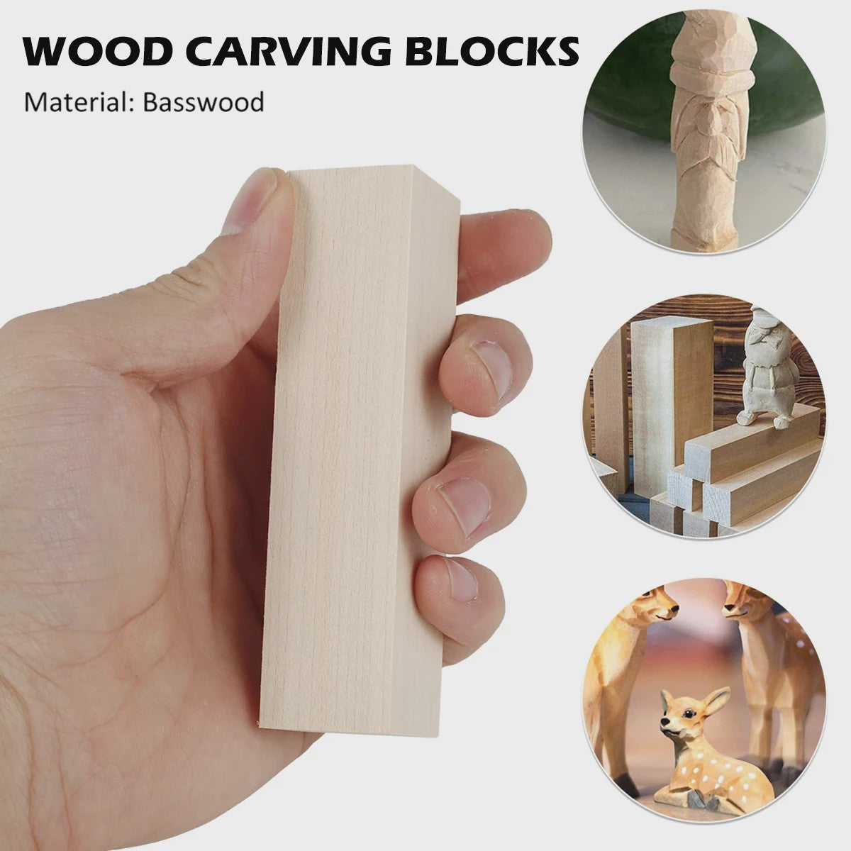 10x Basswood Houtsnijblokken - Zacht Natuurlijk Hout voor Beginners en Experts