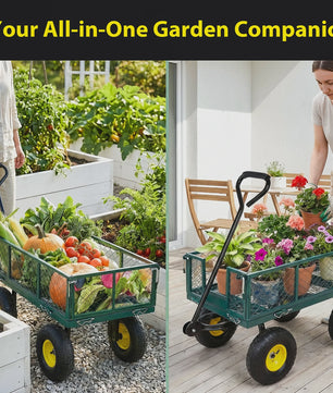 Robuuste Tuinwagen 400kg - 360° Draaibaar, Afneembare Zijden