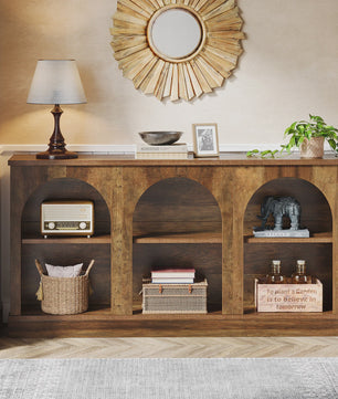 Farmhouse Console Tafel 63 Inch met 3 Niveaus - Houten Entree & Sofa Tafel