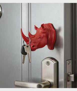 Creatieve Neushoornkop Wandhaak: Stijlvolle Sleutelhanger & Decoratieve Organizer
