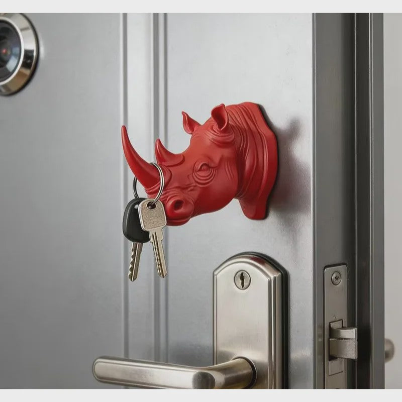 Creatieve Neushoornkop Wandhaak: Stijlvolle Sleutelhanger & Decoratieve Organizer