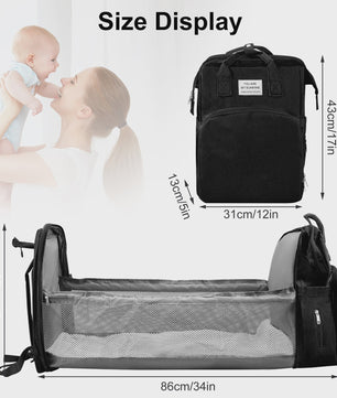 Multifunctionele Luiertas Rugzak met Babybedje - Grote Capaciteit & Waterdicht