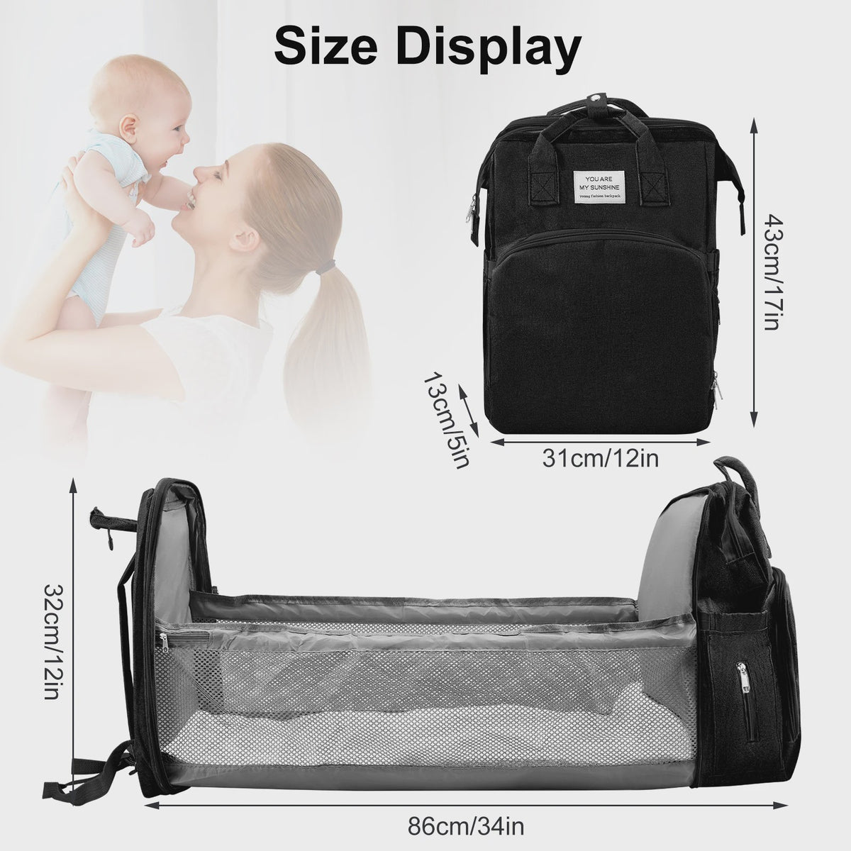 Multifunctionele Luiertas Rugzak met Babybedje - Grote Capaciteit & Waterdicht
