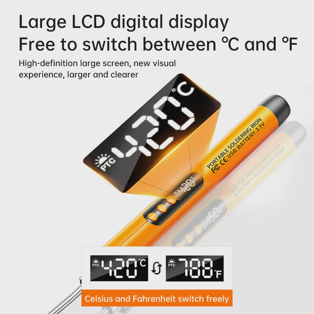 Draagbare USB Digitale Soldeerbout met Instelbare Temperatuur (300-450°C) en Type-C Opladen