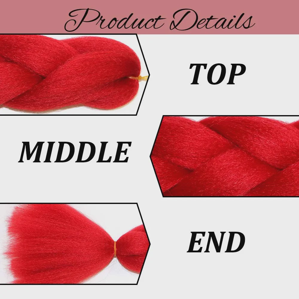 5x Jumbo Braiding Hair Extensions - 24 Inch Synthetisch Vlecht Haar - Pre-stretched Yaki