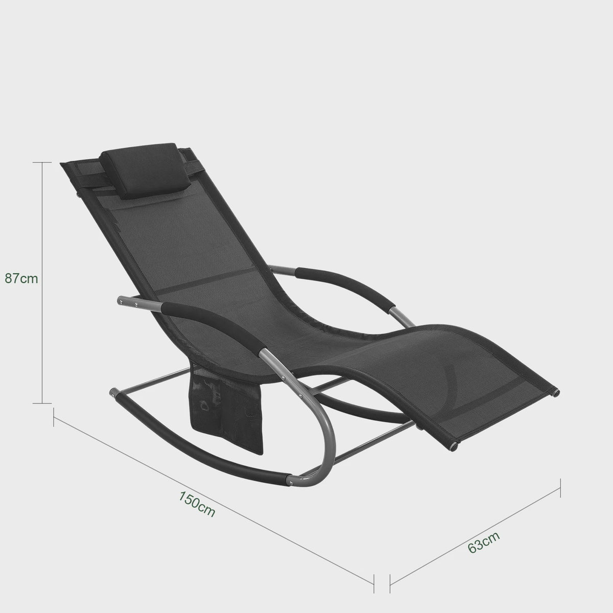 Comfortabele Schommelstoel Lounger met Hoes en Opbergvak - Ademend Textiel voor Tuin & Terras