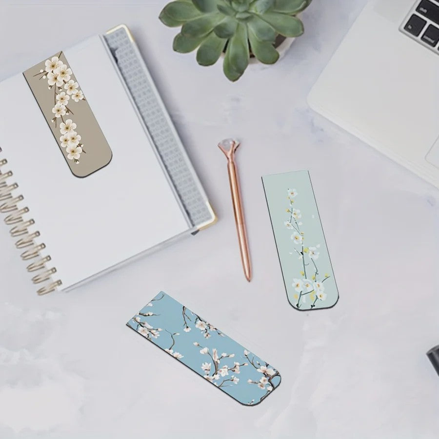 12x Magnetische Bladwijzers met Bloemenprint - Stijlvolle Paginamarkers voor Dames & Planners