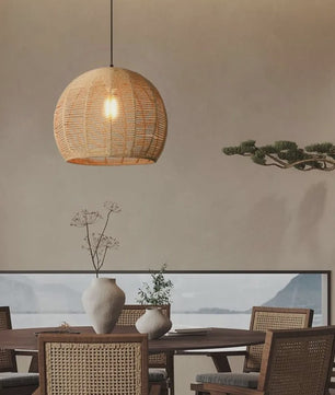 Handgeweven Rotan Hanglamp - Boho Stijl Papier Touw Plafondlamp voor Woonkamer & Slaapkamer