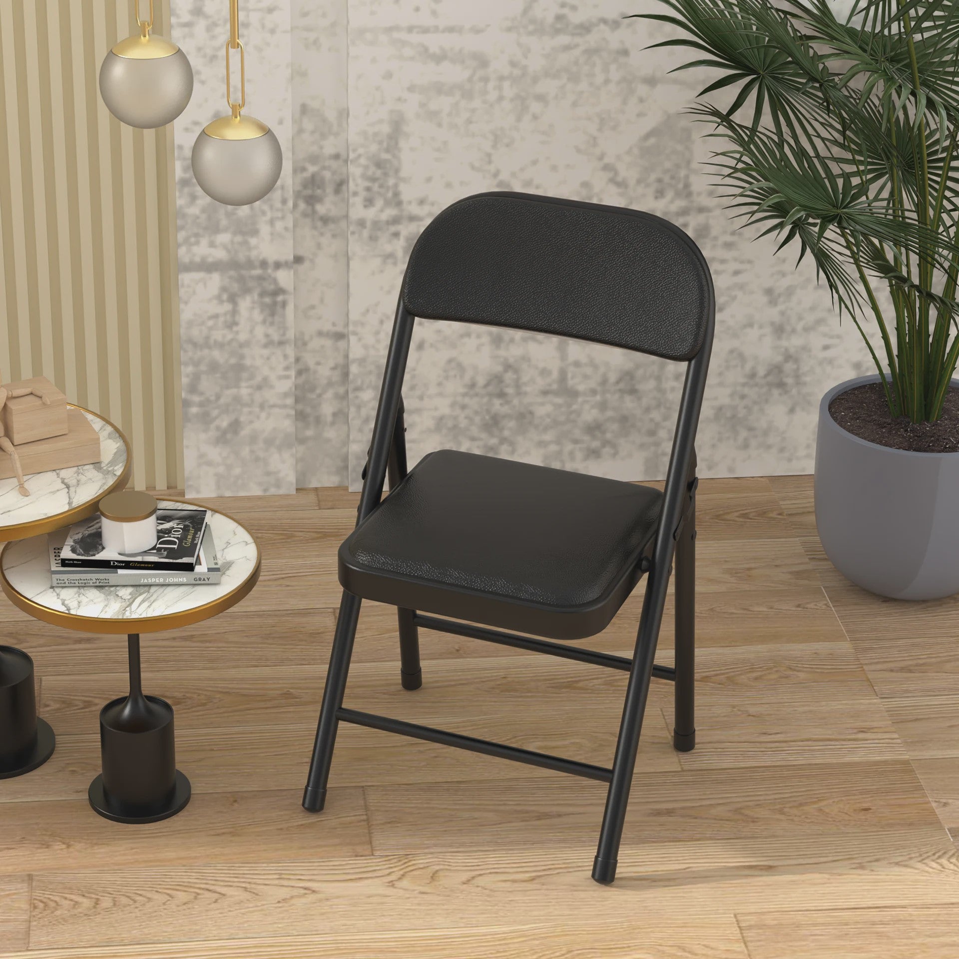 Opvouwbare Stoel met Kunstleren Zitting en Metalen Frame - Comfortabel en Praktisch