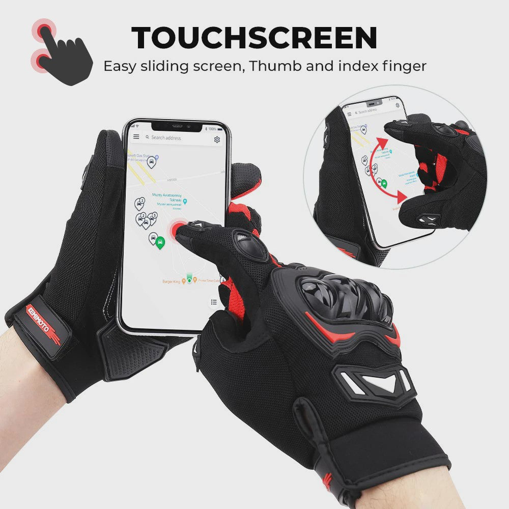 KEMIMOTO Zomer Motorhandschoenen met CE Knokkelbescherming en Touchscreen Functie