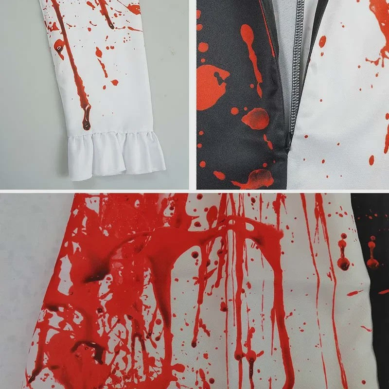Bloedige Art the Clown Kostuum - Terrifier Killer Clown Jumpsuit voor Halloween & Carnavalsfeest