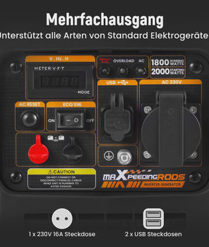 MAXPEEDINGRODS 2000W Draagbare Inverter Generator - Stil & Compact