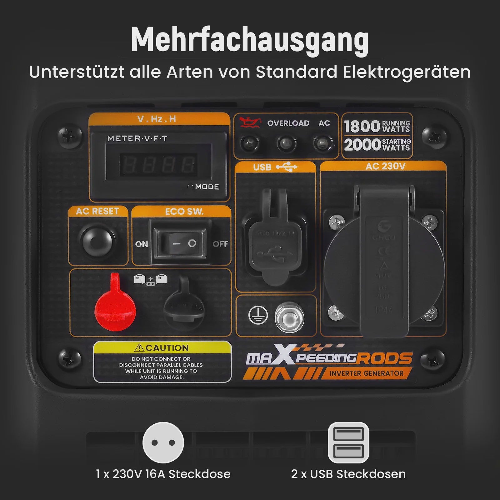 MAXPEEDINGRODS 2000W Draagbare Inverter Generator - Stil & Compact