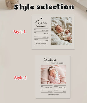 Gepersonaliseerd Geboortebord met Babyfoto & Geboortegegevens - Acryl & Hout