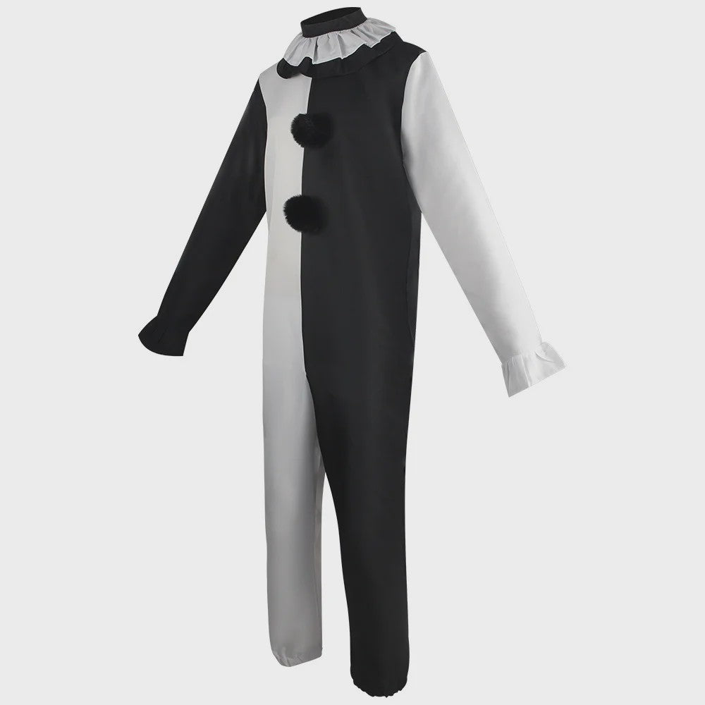 Eng Terrifier Clown Kostuum Heren Dames - Zwart Wit Jumpsuit & Jurk voor Halloween