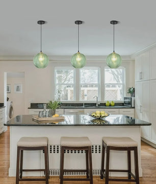 Nordic Vintage Glazen Hanglamp E27 - Verstelbaar - Stijlvol voor Keuken & Eettafel