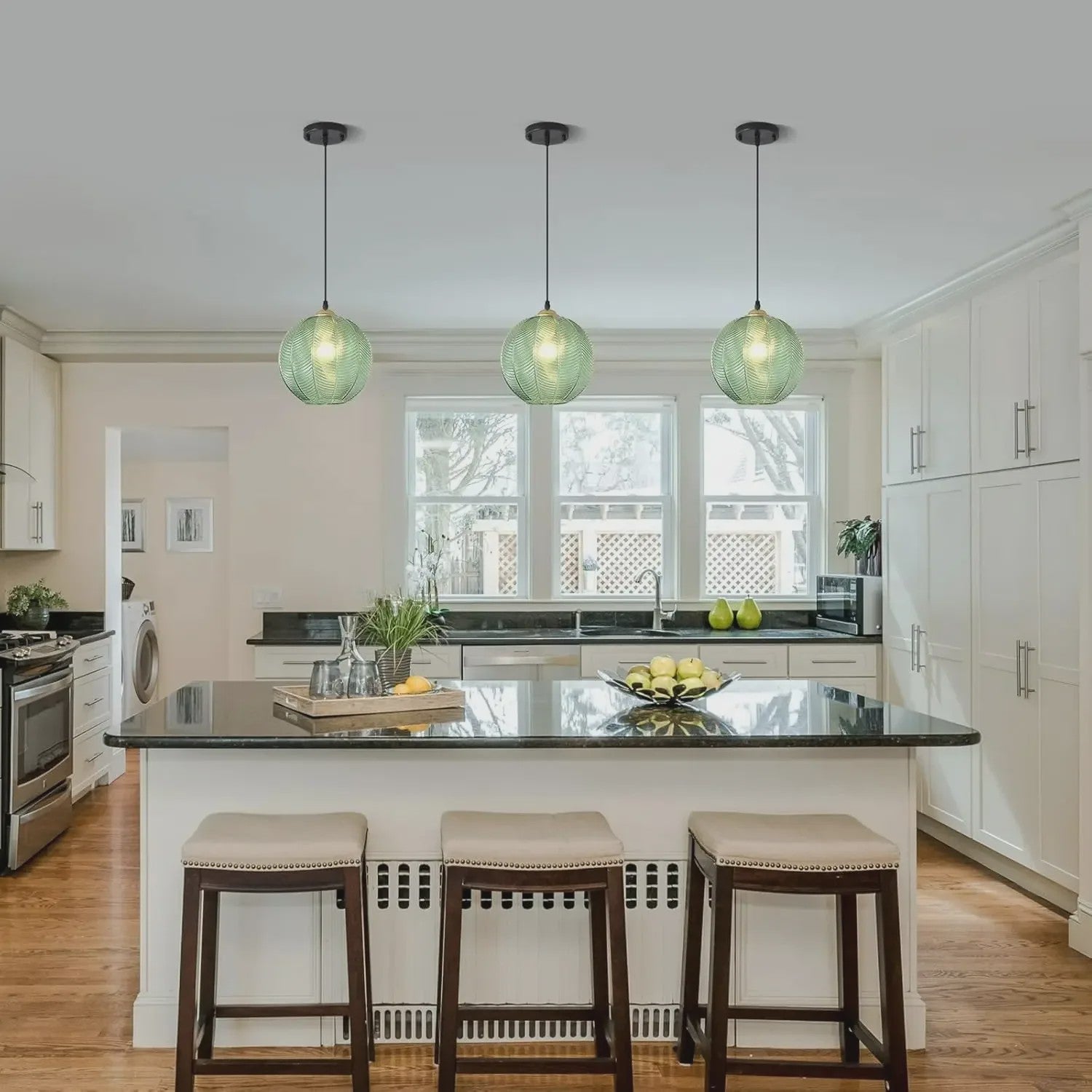 Nordic Vintage Glazen Hanglamp E27 - Verstelbaar - Stijlvol voor Keuken & Eettafel