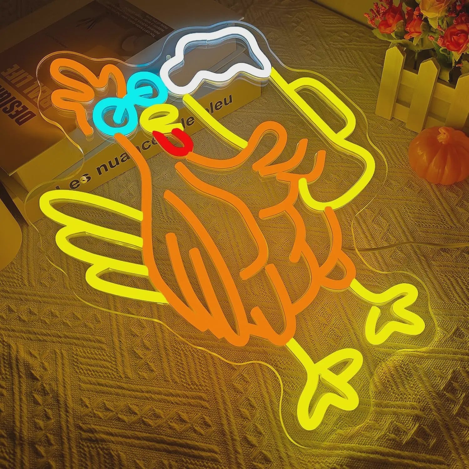 Grappige Haan met Bier Glas Neon Sign - Sfeerverlichting voor Man Cave, Bar & Pub