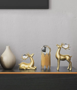 Luxe Gouden Herten & Kristallen Bol Decoratie Set voor Woonkamer Tafelblad