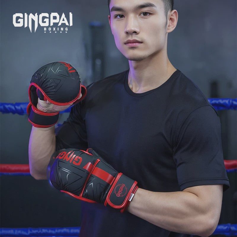 GINGPAI Professionele MMA Bokshandschoenen - Half Vinger Training voor Heren, Dames & Kinderen