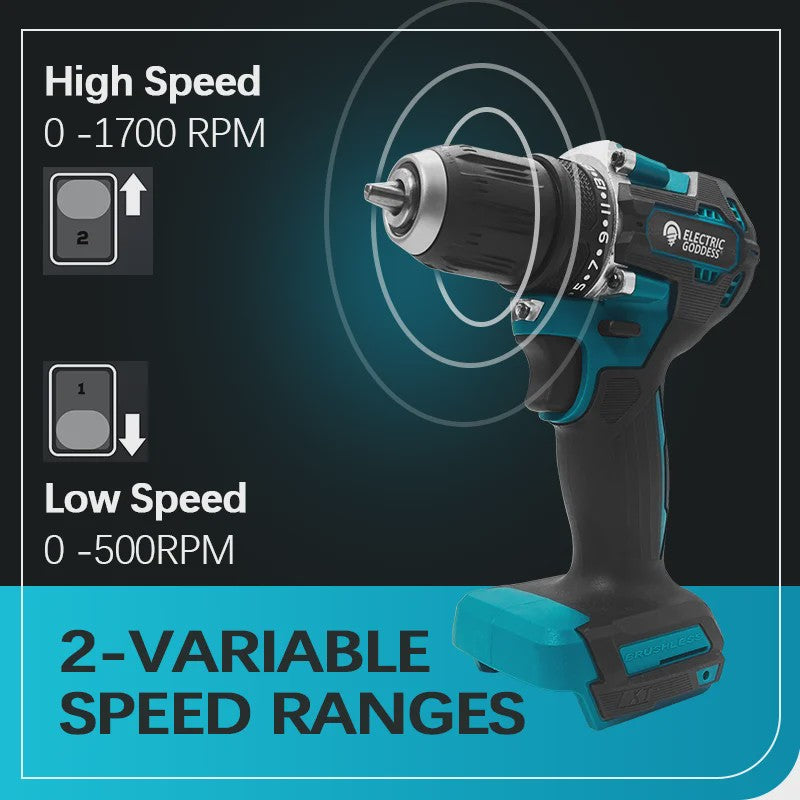 Krachtige Brushless Accuboormachine 1700 RPM - 10mm Klauw - Compatibel met Makita 18V Accu