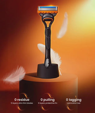 Gillette Fusion5 Scheermes Set: Handmatig Scheermes met 5 Lagen Mesjes, Handvat, 2 Reservemesjes en Standaard