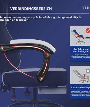 Ergonomische Gaming Stoel met Verstelbare Rugleuning, Lendensteun en Voetensteun - Max 150kg