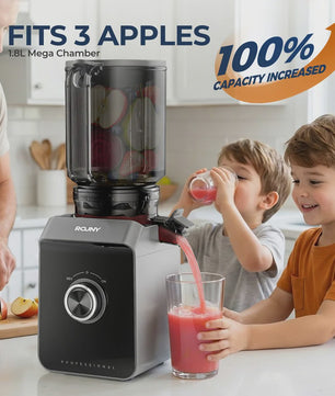 ROUNY Slow Juicer met Extra Brede Vulopening (130mm) en Eenvoudige Reiniging
