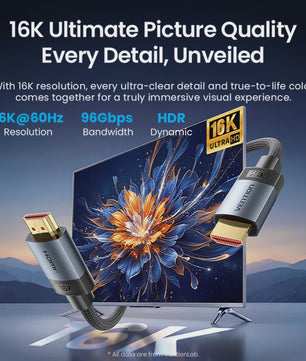 Vention HDMI 2.2 Kabel - 16K 60Hz Ultra High Speed 96Gbps voor PS5, TV, Laptop - Dolby Vision & 8K 240Hz
