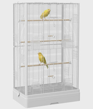 Pawhut Vogelkooi 61x36.5x98 cm met Deuren, Zitstokken en Uitschuifbare Lade