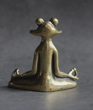 Meditatie Kikker Beeldje Antiek Messing - Wierookhouder & Zen Decoratie