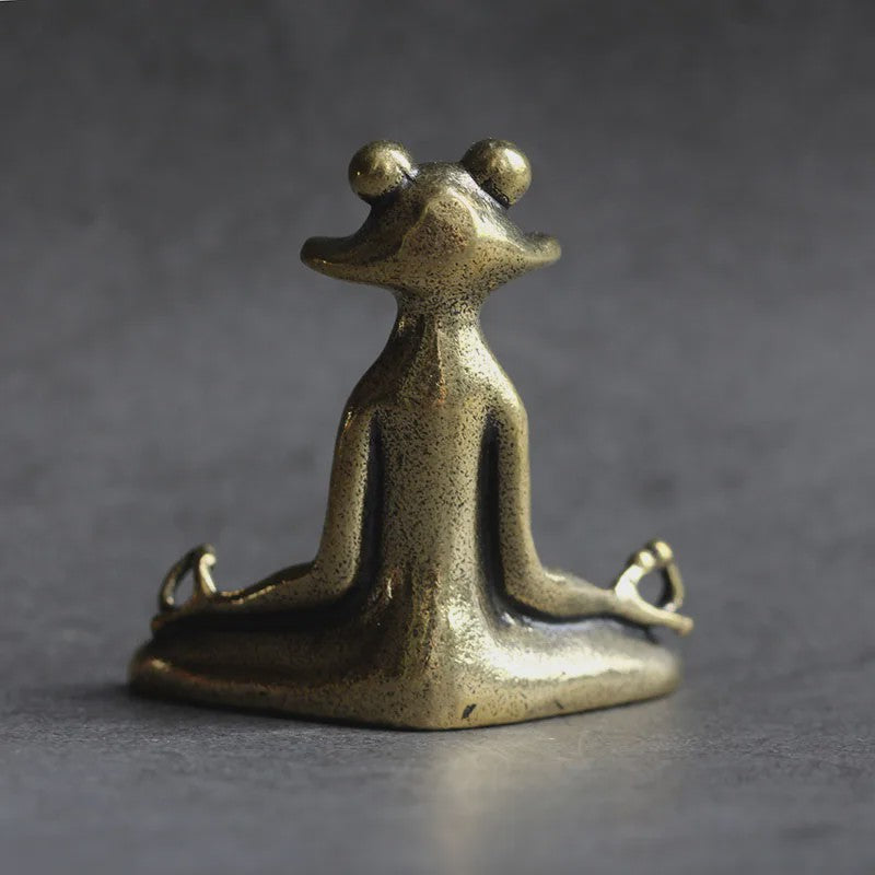 Meditatie Kikker Beeldje Antiek Messing - Wierookhouder & Zen Decoratie