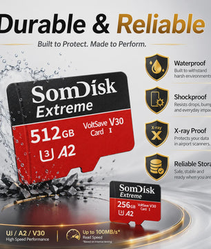 Snelle Micro SD Kaarten (128GB/256GB/512GB) voor Drone, Dash Cam & Tablet - Hoge Capaciteit