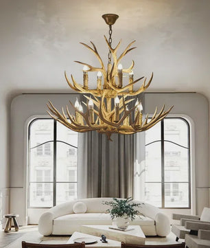 Grote Herten Gewei Kroonluchter - Sfeervolle Hanglamp voor Woonkamer & Loft